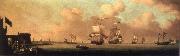Monamy, Peter A panoranma of the Bosporus at Constantinople the City spread along the European western shore,the Asian eastern shore guarded by Leander-s Tower Sweden oil painting artist